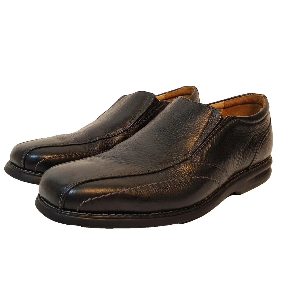 Nunn Bush Mens Black Leather Slip On Loafers Shoes 11.5M Sheepskin 81044-007